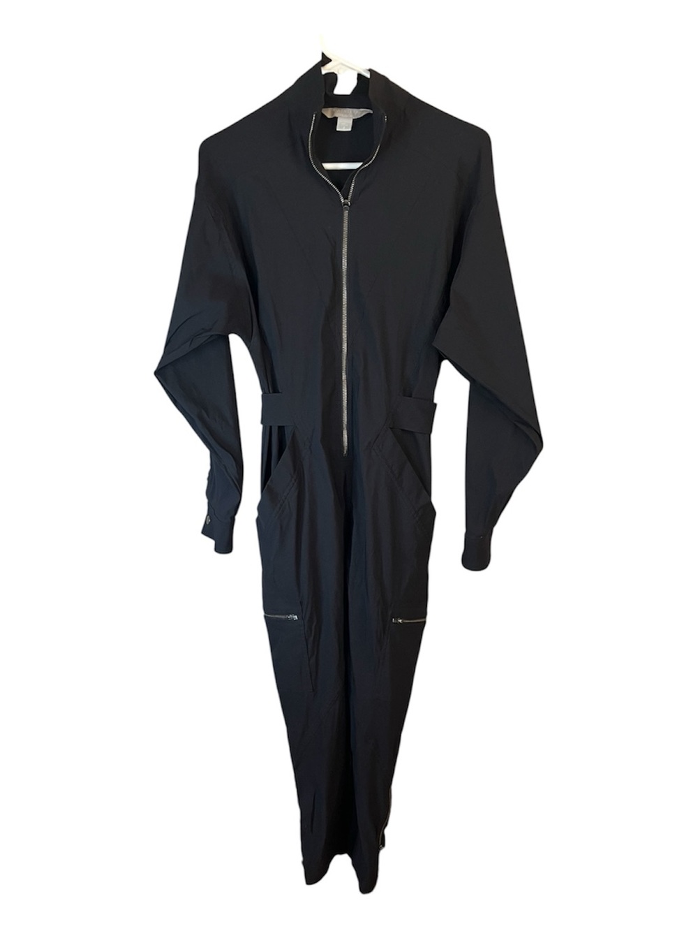 Athleta Lenox Black Zip-Front flight style cropped leg jumpsuit